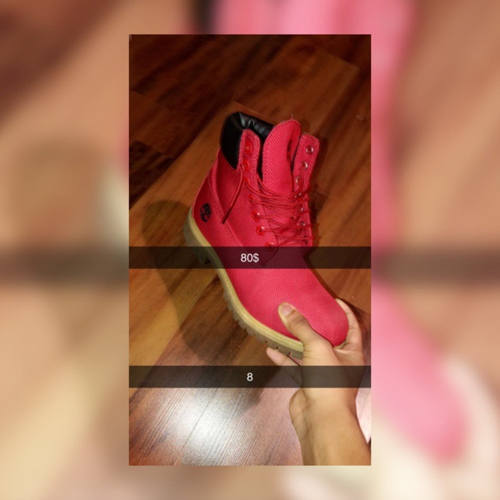 Red Timberland boots